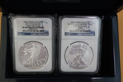 2013-W West Point Silver Eagle 2 Coin Box Set  NGC PF69/SP69 Reverse/Enhanced ER