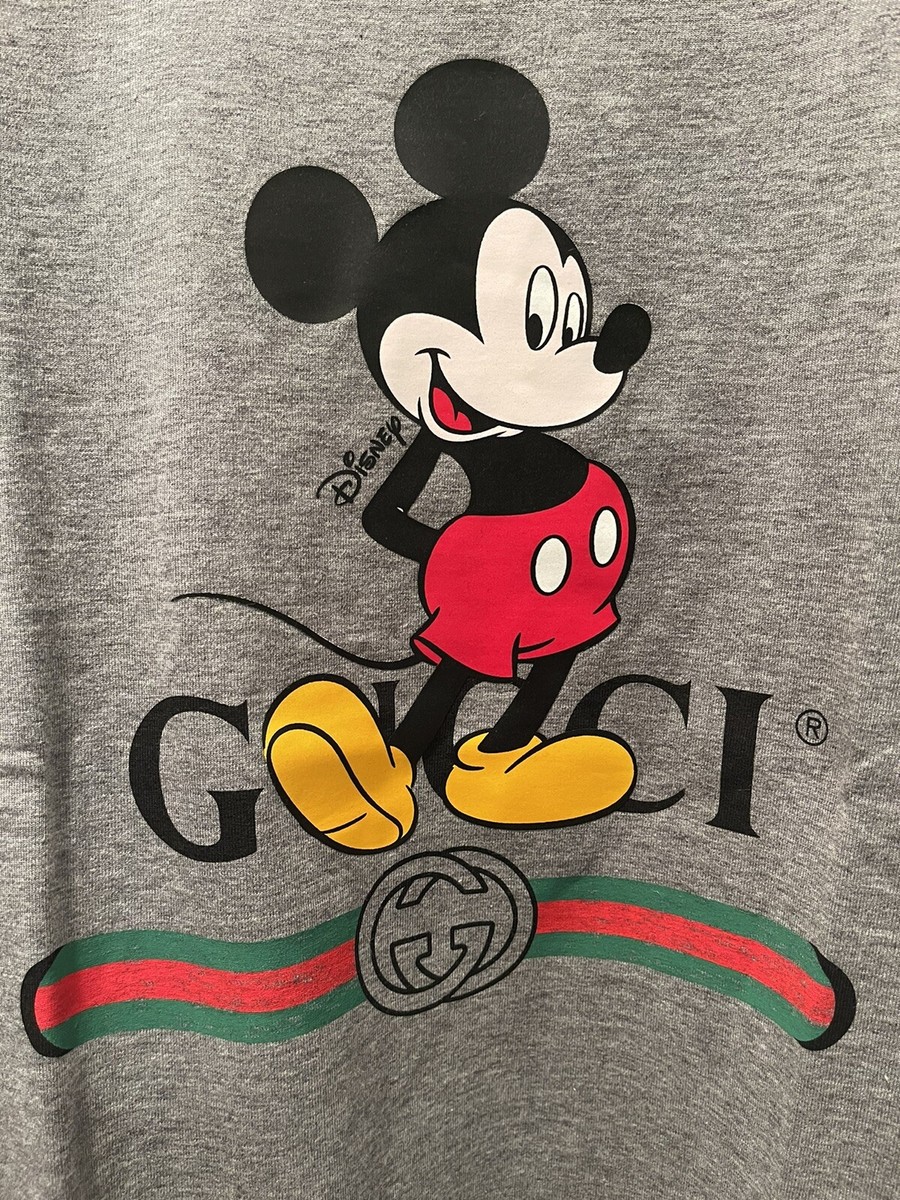 100% Authentic GUCCI Mickey Mouse Gray Cotton Jersey T-Shirt 100% Authentic GUCCI Mickey Mouse Gray Cotton Jersey T-Shirt