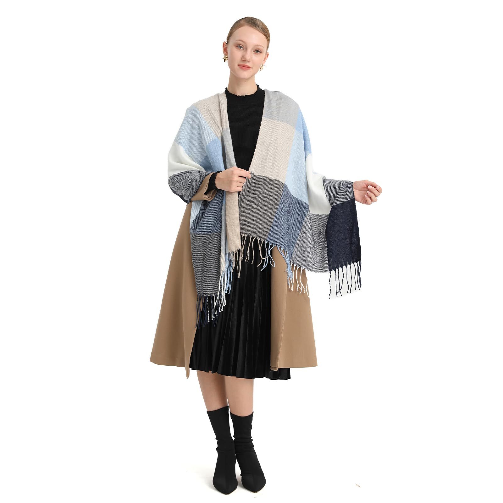 Miss Lulu Donne Sciarpe Inverno Lungo Morbido Caldo Tartan Check Wraps Lana F...