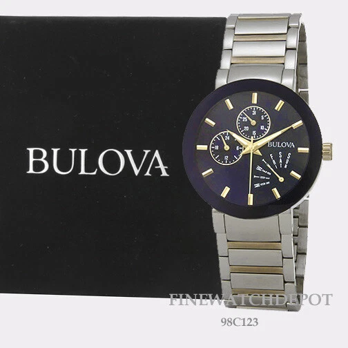 Men's Bulova Futuro Black Dial Gold-Tone Stainless Steel Watch