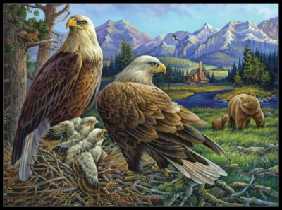 Eagles at the Nest - DIY Chart Counted Cross Stitch Patterns Needlework DMC  