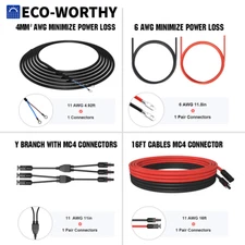ECO-WORTHY Solar Panel Accessories and Y Branch Connector Battery Cables Kit