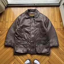 Vintage CP Company Leather Coat Brown 1992 Italy Massimo Osti Large L