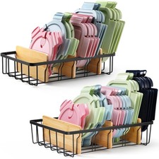 2-Pack Adjustable Lid Organizers - Large Kitchen Cabinet Organizer for Food S...