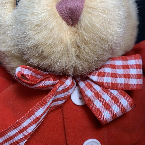 Eden Orsacchiotto Rosso Peluche Rosso Fiocco Gingham Giocattolo Vintage Bambino 12" - Foto 10 di 10
