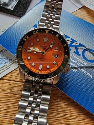 Seiko 5 Sports GMT Automatik Uhr SSK005K1 orange mit OVP (Fullset)
