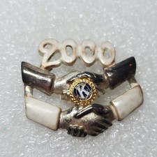Kiwanis International Lapel Pin 2000 Enamel Brooch Friendship Shaking Hands VTG