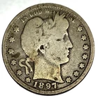 1897 P Barber Quarter Dollar 25 Cents Good Circulated Condition - 1857