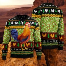 Chicken Ugly Christmas Sweater with Fun Design, Festive Holiday Pullover