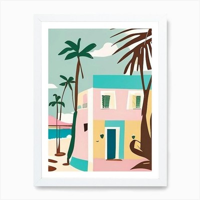Cayo Coco Cuba Muted Pastel Tropica gerahmtes Wandbild Poster Leinwanddruck Bild