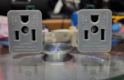 GE 54302 Polarized Grounding Adapters Outlet Gray 2 pk
