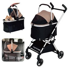 Pet Stroller for Small Dogs Cats Under 20 lb with Detachable Carrier, Conve...