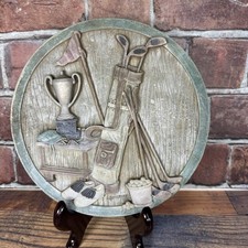 Vintage Golf Sign Wall Plaque Spoontiques Resin Man Cave Trophy Clubs Balls Bag