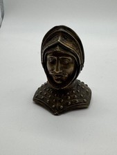 Antique English Brass Novelty Pen / Nib Wipe Knight Form Paperweight
