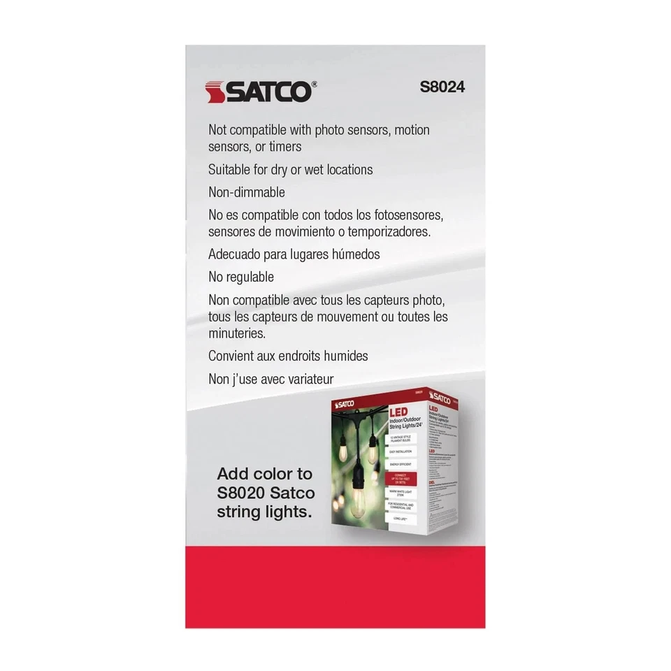 Satco S8024 - 1 Watt LED S14 Outdoor Holiday Green String Light Bulbs (4 Pack) - Image 2 of 4