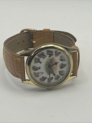 Reloj Ruane Manning Vintage Caballo Correa Cuero Tostado 12 Horas Analógico Tono Dorado - Imagen 5 de 6