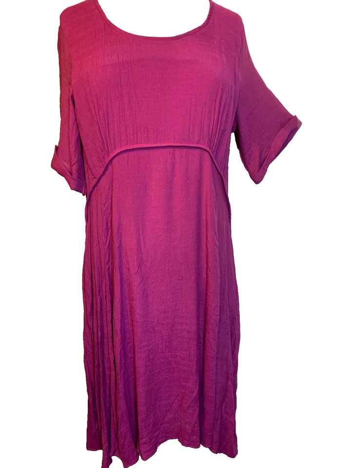 WILLOW TREE 85% cotton DRESS size 18 magenta midi as new slip on summer work 