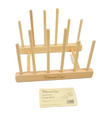 The Pampered Chef Stoneware Wooden Storage Rack #2141 NEW | eBay