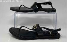 Authentic Tory Burch Womens Bryce 43066 Black Flat Thong Sandals Size 7M Damaged