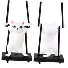 Cute Cat Car Hanging Ornament, Rear View Mirror Decoration for Cars Cat White