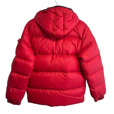 MONCLER Basile Logo Patch Hoodie Down Jacket Size 1 Red mens USED