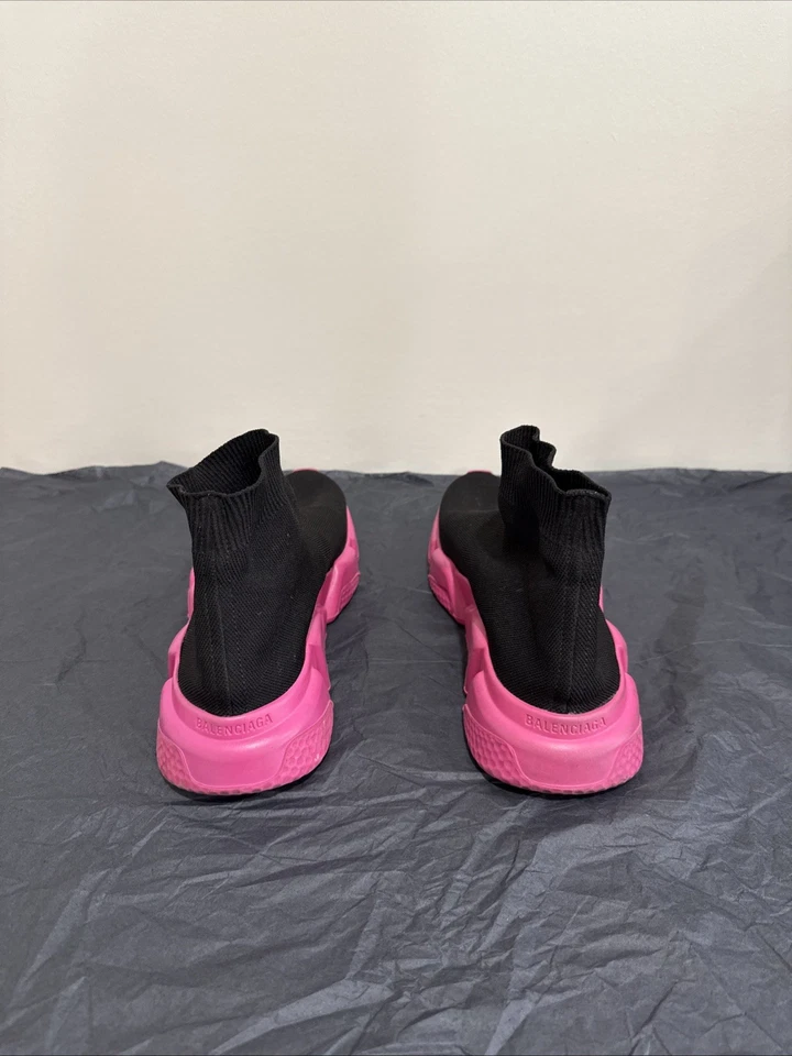 Balenciaga Speed Trainers Women’s Sneakers Black And Pink Sole Size 38 US Size 8 - Image 3 of 4