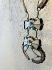 VINTAGE JUAN & CHARLENE CHICO ZUNI STERLING SILVER INLAY SUNFACE NECKLACE  — photo 6