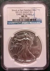 2011 S NGC MS 70 Early Releases US Silver Eagle 1 oz .999 Fine San Francisco