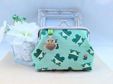 Sleeping frog square 10cm coin purse small item holder handmade frog green also