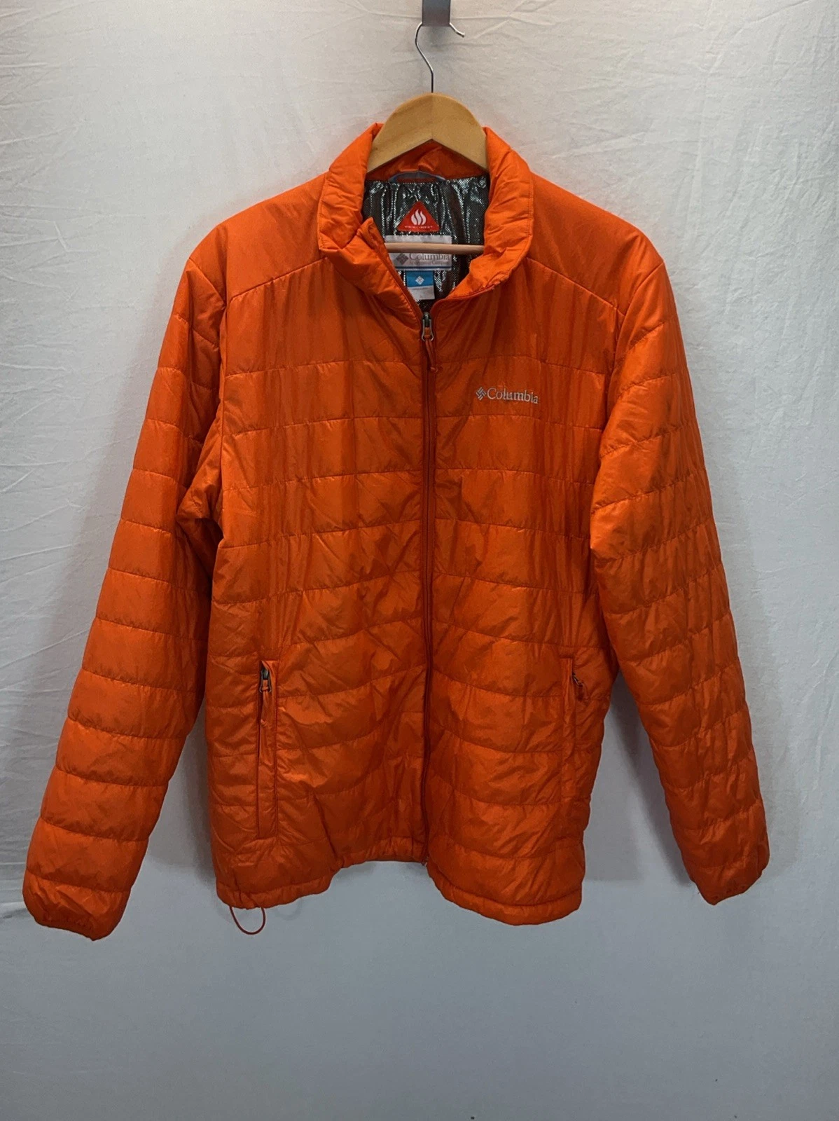 Columbia Men's Orange Omni-Heat Quilted Puffer Jacket Full Zip Sz L