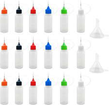 18 Pcs Precision Tip Applicator Bottles 0.5oz, Translucent Glue  2 Funnels