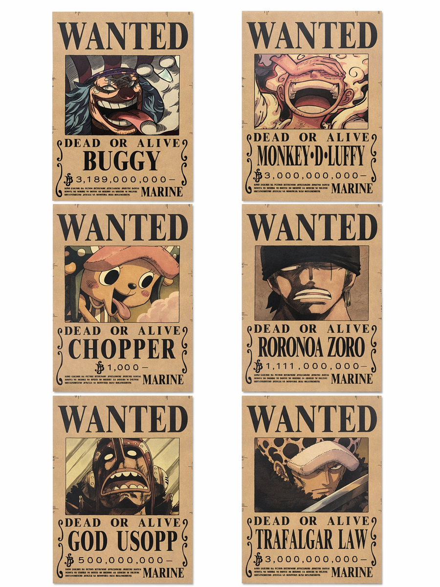 One Piece Retro Wanted Posters Straw Hat Crew HIGH QUALITY Anime