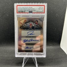 2024 Leaf Electrum 5/5  Wood,  Crews, Anthony Power Trio Auto-Silver PSA 8 POP 1