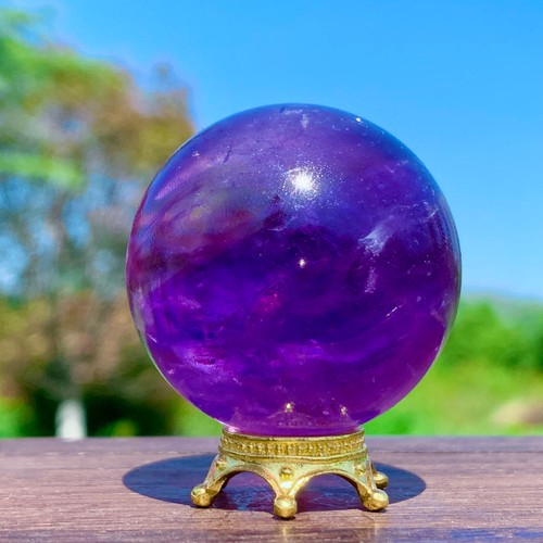 70G Top!! Natural Amethyst Quartz Sphere Crystal Energy Ball Reiki Healing Decor - Picture 5 of 20