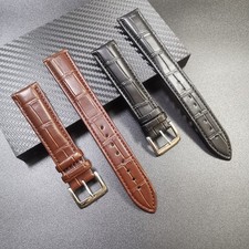 Crocodile Grain Extended Genuine Leather Watch Band Strap 14mm-24mm Pin Buckle