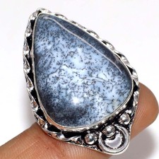 925 Silver Plated Top Quality Dendritic Opal Ring Gemstone Size US 6.5 MJ