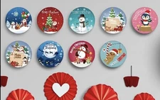 40 PCs 1” Round Cute Christmas Cartoon Stickers Scrapbook Envelope Seals Cards
