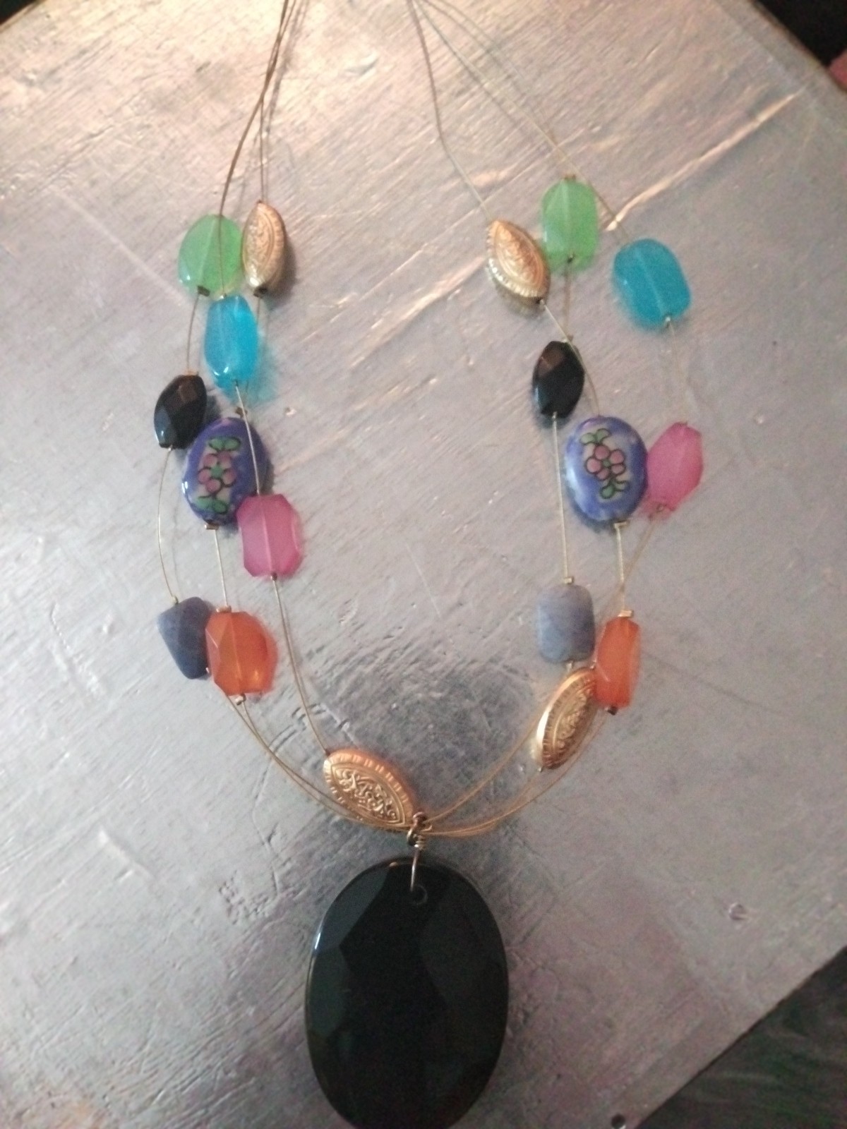 Multi-Colored Glass Beaded Statement Necklace - image 1