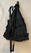Antique Victorian Collapsible Tilting Child s Mourning Parasol