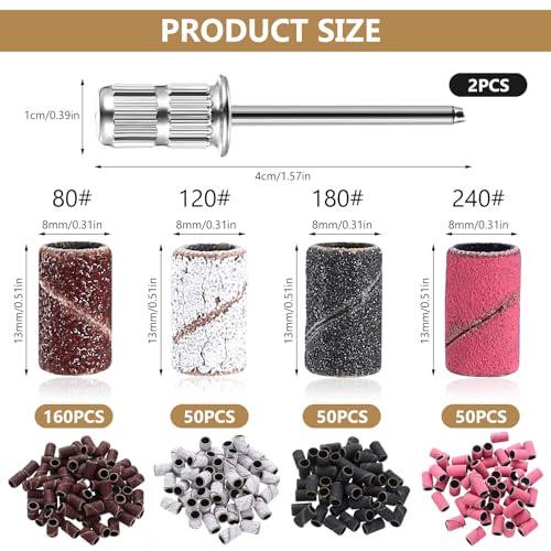 310 Pcs Nail Sanding Bands for Nail Drill, Coarse and Fine 80 Grit 120 Grit 180 - Picture 2 of 7
