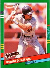 Benito Santiago Padres 449 Donruss Catcher 1990 Baseball Card