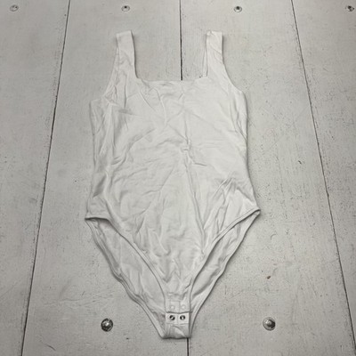 Old Navy White Square Neck Sleeveless Button Bodysuit Women's Size Small