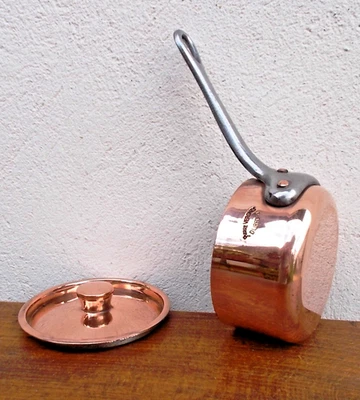 Lot 2 casseroles cuivre P. VERGNES idem GAILLARD étamage alimentaire, d 10 cm, - Photo 1/4
