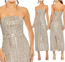 Mac Duggal 93831 Embellished Nude Strapless Column Dress Size 10 $798