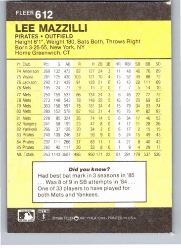 1986 Fleer Baseball Complete Your Set You Pick Choose #496 - 660 - Picture 235 of 295