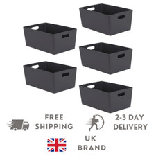 5Pack Plastic Storage Baskets with Handle Rectangular Home & Kitchen Storage Box