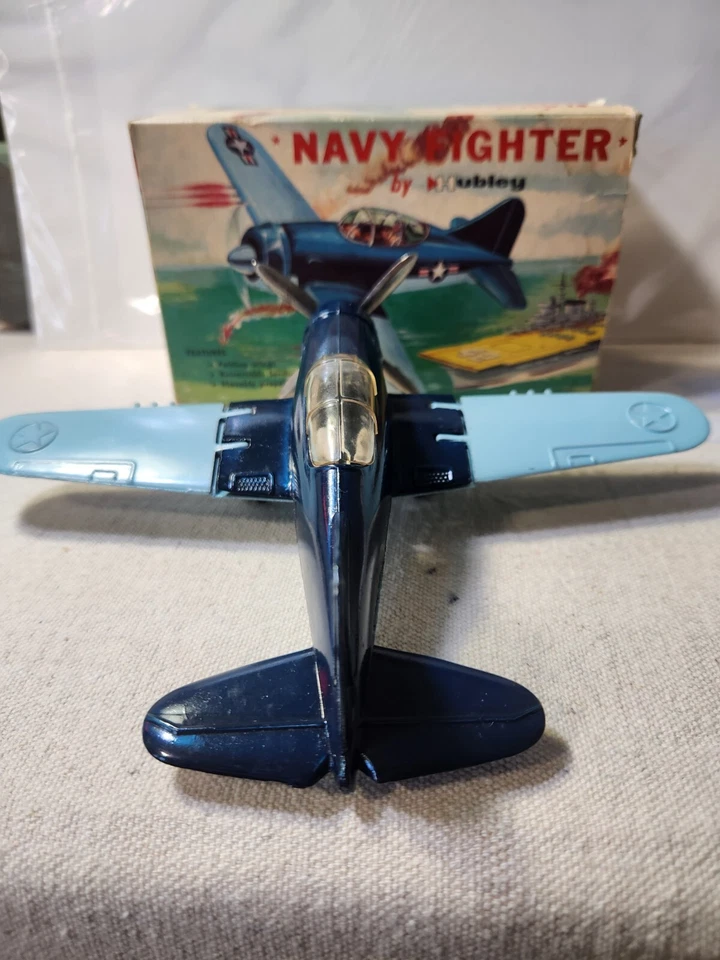 Avión de combate vintage Hubley modelo a escala para niños juguete Navy #467 con caja original Foto 4 de 4
