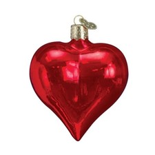 Large Shiny Red Heart Blown Glass Valentines Decoration or Christmas Ornament