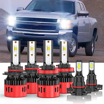 SHENKENUO 6x 6000K LED Headlights & Fog Light Bulbs For Chevy Silverado 1500/2500 2007-2015 - HB3 9005 4 thumbnail image