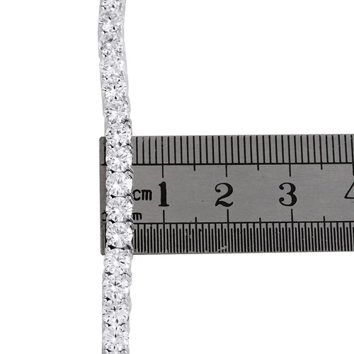 Sterling Silber Runde Moissanit 4 Zacken 5mm Tennis Halskette 18 " Kette 21.10 - Picture 6 of 7